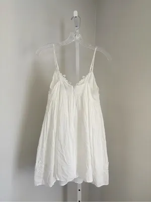 Topshop Babydoll Appliqué White Lace-Trim Slip Dress Adjustable Straps Sz SP thumbnail 5