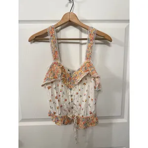 American Eagle Women's Cream Floral V-neck Cinch Cami, M thumbnail 4
