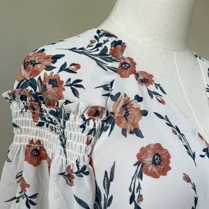 June & Hudson Bell Sleeve Crossfront Peplum Blouse Floral Chiffon M thumbnail 6