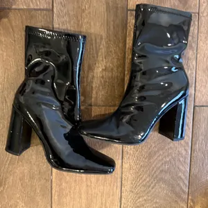 Top Moda Black Patent Ankle Boots‎ block heel Size 6.5 thumbnail 4