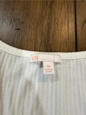Gianni Bini White Ribbed Scoop Neck Short Sleeve Tee M thumbnail 2