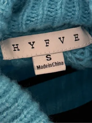 HYFVE Small Turquoise Blue Cropped Turtleneck Sweater Chunky Ribbed Knit Fall thumbnail 5