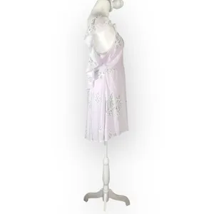 Show Me Your Mumu Delilah Mini Dress Women Small Lilac Floral Sleeveless Ruffle thumbnail 4