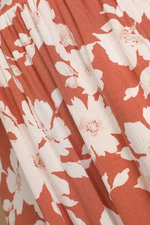 Lulus Follow the Summer Orange Floral Print Halter Midi Dress Large thumbnail 4