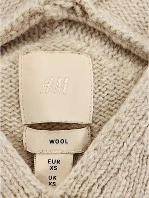 H&M Premium 100% Lambswool Beige V-Neck Slouchy Knit Sweater thumbnail 3