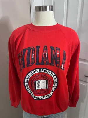 Vintage Indiana University IU Crewneck Sweatshirt Hanes 80s 90s Large thumbnail 1