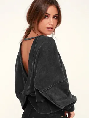 LULUS Longe Comfy Oversized Streetwear Y2K 1990s Casual Grunge Long Sleeve thumbnail 3
