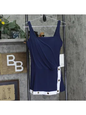 NWT Beyond Control Grommet Swimdress with Underwire Dark Navy Blue / White 8 thumbnail 4