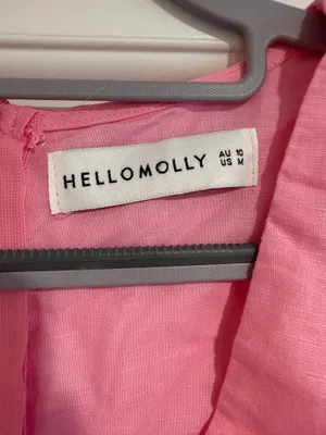 Hello Molly Pink Mini Dress Women's Size M V Neck Coquette Linen Cotton thumbnail 5