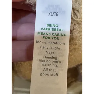 New Aerie Fuzzy Plush Teddy Oversized V-Neck Sweater Women's Size XL Tan Cozy thumbnail 6