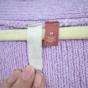 Pilcro Purple Balloon Sleeve Fluffy Sweater V Neck Womens M Oversized Boho Fall thumbnail 6