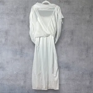 Prómesa New Chiffon Maxi White‎ Ruffle Bodice Adjustable Straps Dress Medium thumbnail 5