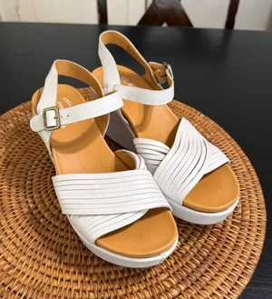 Kork-Ease White Leather Platform Wedge Sandals Strappy Ankle Strap K51501 8M thumbnail 1