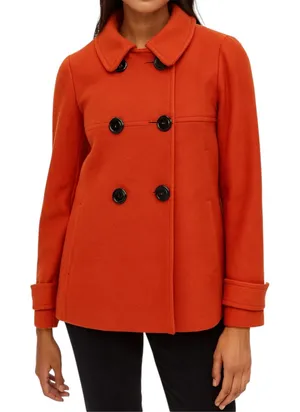 Pendleton 100% Merino Wool Peacoat Double Breasted Collar Pockets Red Medium thumbnail 1