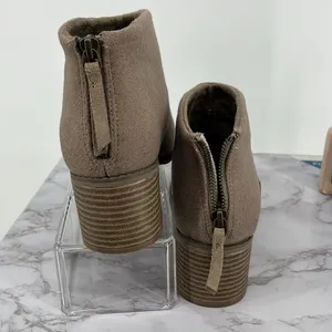 TOMS Lacy Ankle Bootie Taupe Zip Up Casual Boho 8.5 Tan‎ Stacked Block Heel thumbnail 3