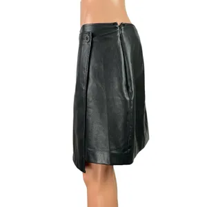 Aritzia Babaton Women's Black Faux Leather Vegan Straight Mini Skirt Size 10 thumbnail 2
