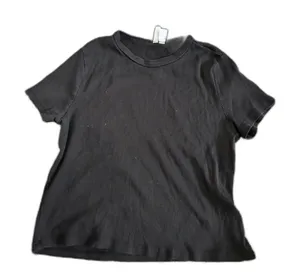 H&M Divided black ribbed short-sleeve crop top XL thumbnail 1