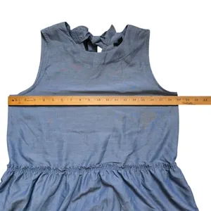 Ann Taylor Chambray Bow Tie Back Peplum Sleeveless Top Blouse Size Small thumbnail 8