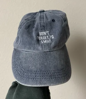 Denim “don’t forget to smile” hat Blue thumbnail 1