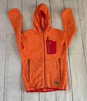 Little Donkey Andy size medium orange pink trim full zip hoodie jacket thumbnail 1