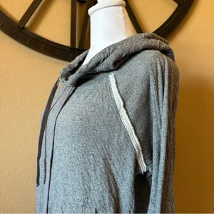 Free People Womens Medium Kimmie Hoodie Gray Cropped Long Sleeve thumbnail 3
