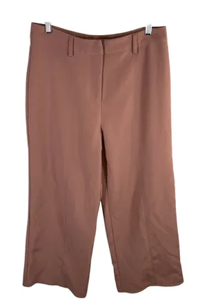 Avec Les Filles Womens Dusty‎ Rose Cropped Wide Leg Seam Front Trousers Size 6 thumbnail 1
