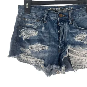 American Eagle Size 6‎ Vintage Hi Rise Festival Button Fly Cut Off Shorts thumbnail 3