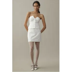 BHLDN White‎ Strapless Vest Mini Dress NWT Size M Bridal thumbnail 11