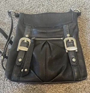 B Makowsky leather handbag‎ crossbody Shoulder Silver Hardware Leopard Interior thumbnail 1