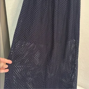 Ann Taylor Navy Blue Strapless Maxi Dress Resortwear Mesh Beachy Vacation Preppy thumbnail 7