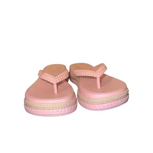 Melissa Leblon Platform Flip Flops Pink Beige 7 Braided Y2K Sandals thumbnail 3