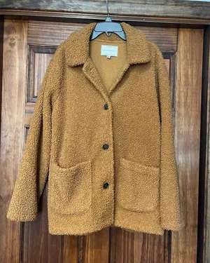 Madewell Caramel Teddy Jacket with Patch Pockets small thumbnail 1