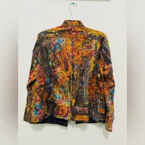 Ankara Print Colorful Abstract Blazer Yellow Size L thumbnail 2