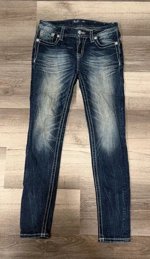 Miss Me Womens Low Rise Skinny Jeans Distressed Flap Pockets Size 26 thumbnail 1