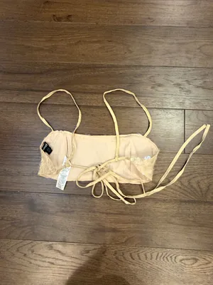 PrettyLittleThing Light Nude Lace Up Sequin Bandeau Top Size 6 - C27-078 thumbnail 6
