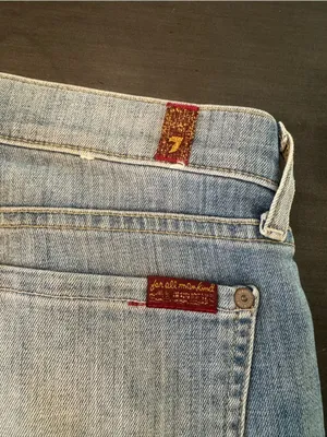 7 For All Mankind Skinny Crop & Roll Jeans Size 28 Light Wash Cuffed Ankle thumbnail 7