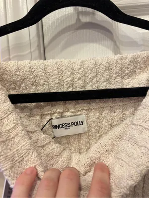 Princess Polly Murmur Off Shoulder Knit Top Beige thumbnail 3