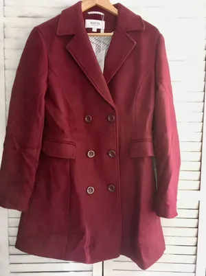 Double Breasted Wool Coat, Large Red thumbnail 1