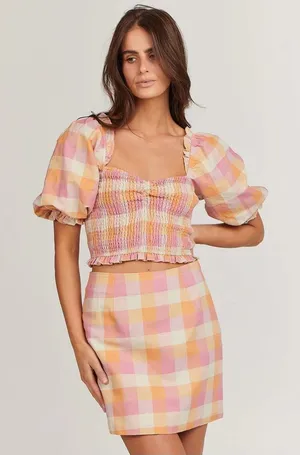 NWOT Charlie Holiday | Andrea puff-sleeve crop top, size S thumbnail 1