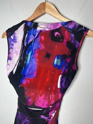Escada Abstract Zipper Detail Sleeveless Going Out Top Rave Artsy Size 6 thumbnail 4