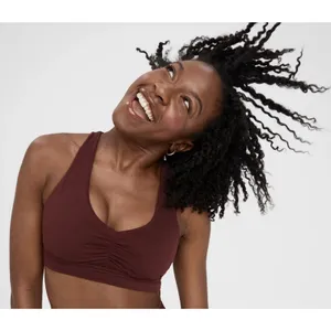 OFFLINE By Aerie Ruched Sports Bra Size Small Rust Red Low Impact Activewear thumbnail 2