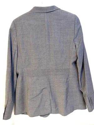 Talbots Wool Blend Business Work Two Button Blazer Jacket Grey Womens Size 14 thumbnail 2