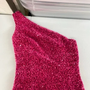 NEW Loyeloy women's pink sequins one shoulder cutout strap bodycon‎ mini dress thumbnail 7