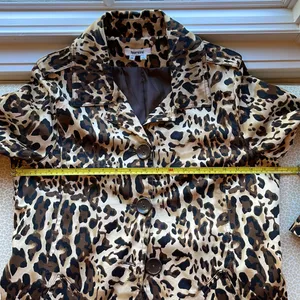 Leopard Animal Print Trench Coat Jacket by Appraisal fully lined, pockets size M Tan Size M thumbnail 13