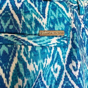 MICHAEL KORS Women’s Pants 14 Blue Ikat Print Straight Leg Stretch Zip Pockets‎ thumbnail 10