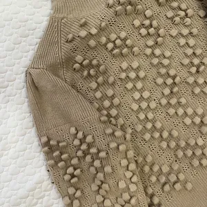 NWOT BCBGMAXAZRIA Popcorn Stitch Mock Neck Wool Blend Sweater Oatmeal Size XL thumbnail 4