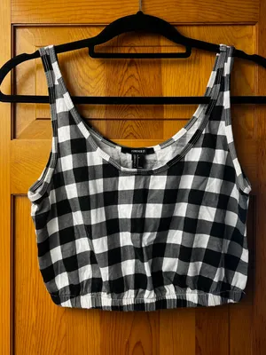 Forever 21 Black and White Gingham Crop Tank thumbnail 4