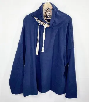 Doublju Womens Sweatshirt Size 3X NWT Navy Blue Cowl Neck Oversized Lounge Comfy thumbnail 1