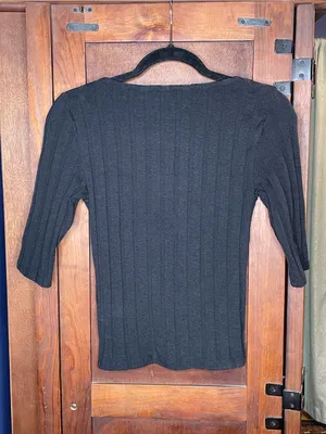Free People Central Park Top Small Black Ribbed Button Front Square Neck Y2K 90s thumbnail 4