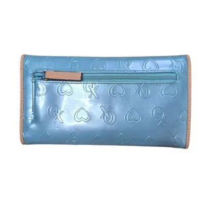 XOXO Vintage Y2K Light Blue Tri-Fold Wallet Debossed Heart Design thumbnail 2